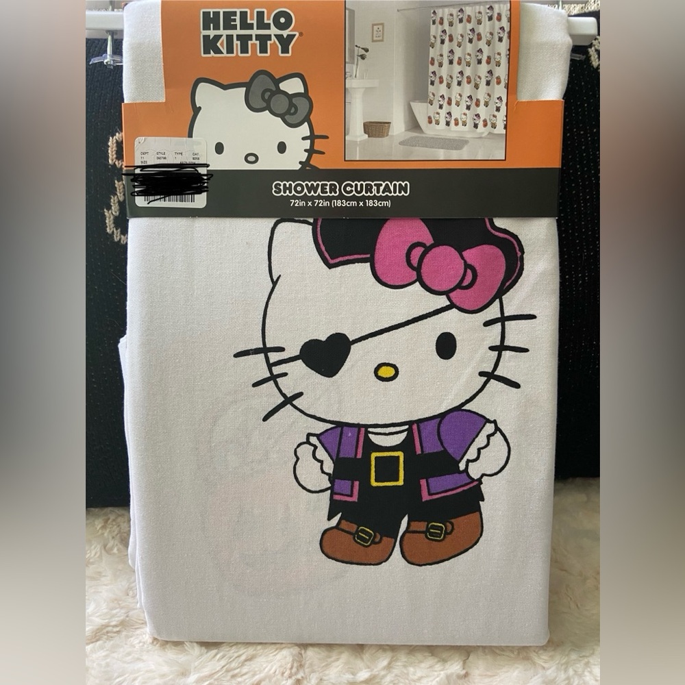 Hello Kitty Halloween Shower Curtain - Pirate and Candy Corn Dress - NWT